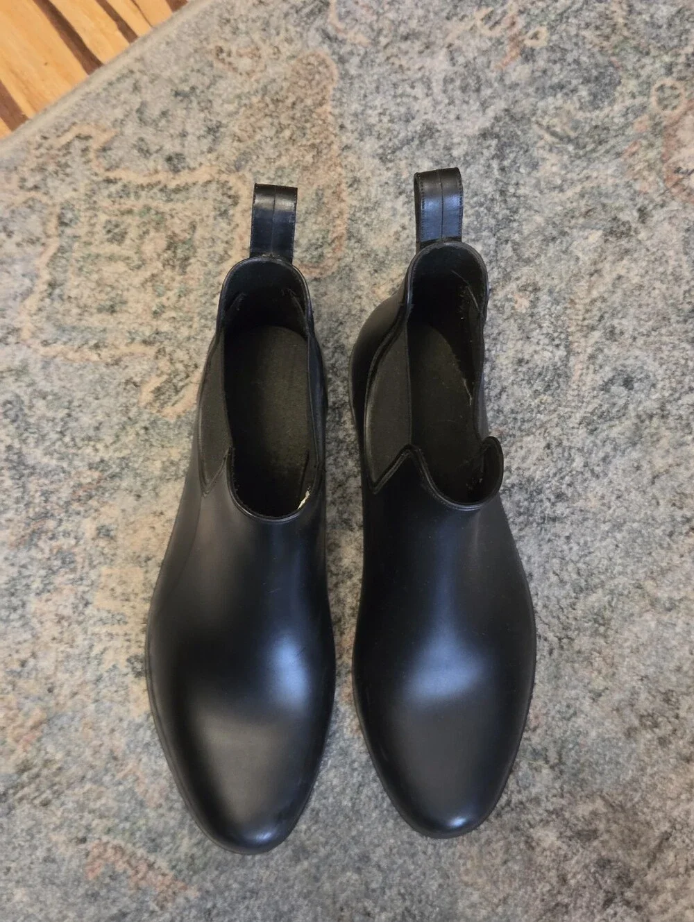 A New Day Black Matte Chelsea Ankle Rain Boots Size 9